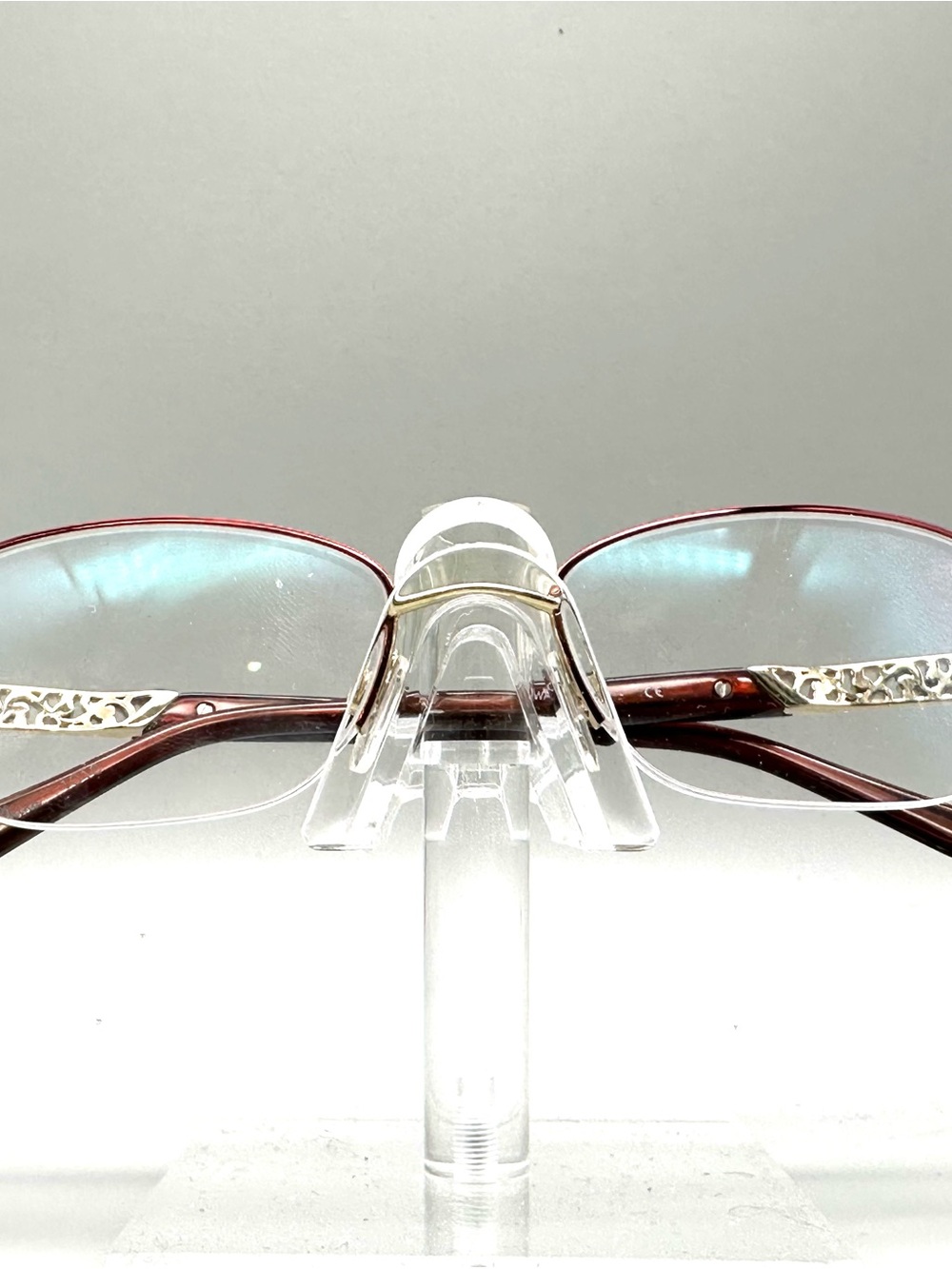 Sophia Loren Zyloware Beau Rivage 63 Eyeglasses Gold Filigree Burgundy Frames